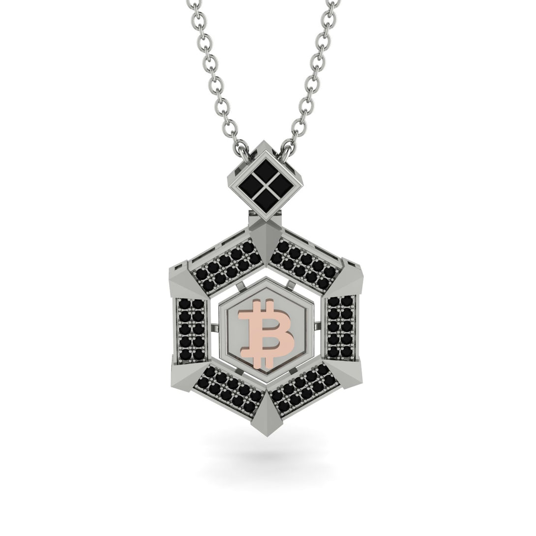 Hexagon Black Diamond Bitcoin Pendant - Jeremiah No. 24