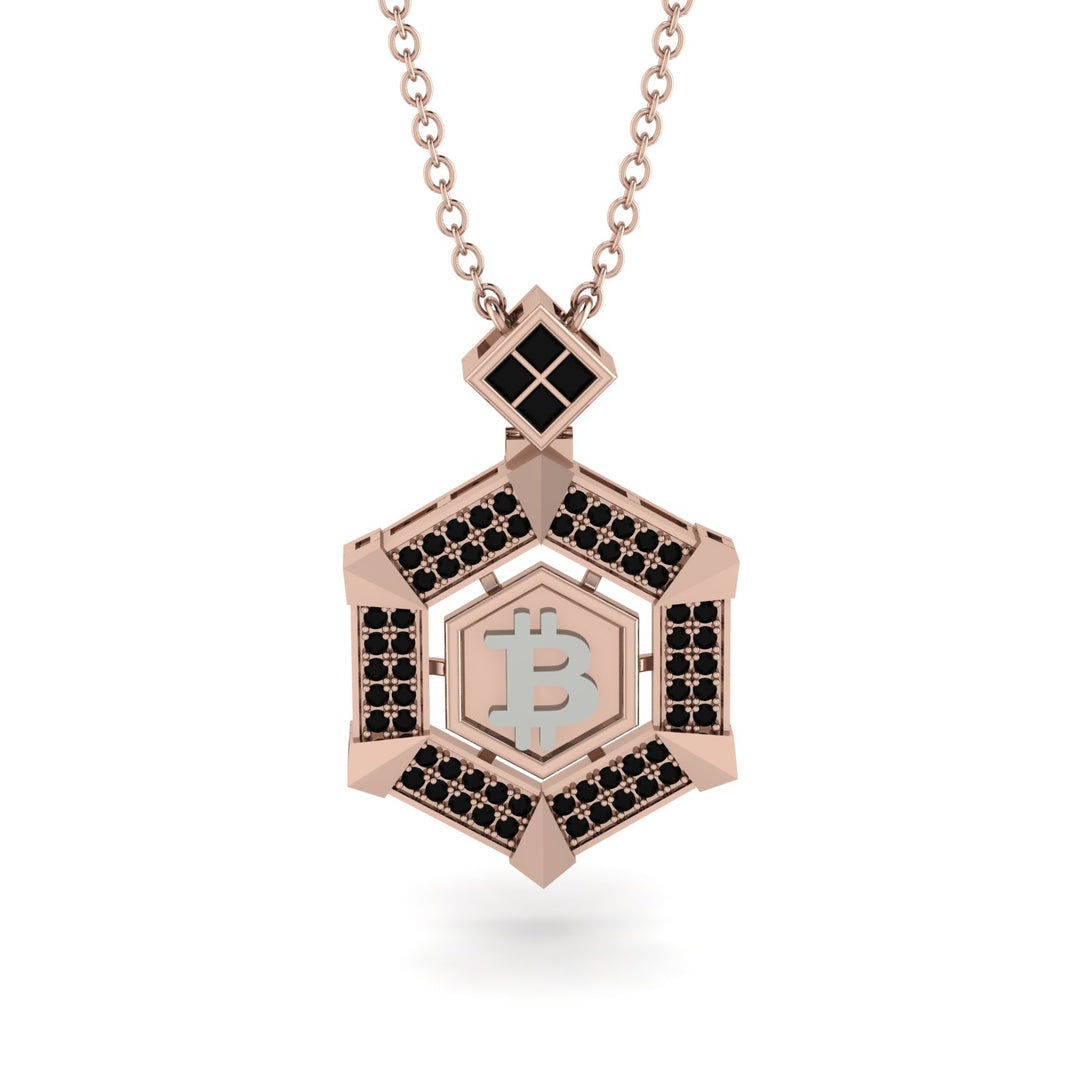 Hexagon Black Diamond Bitcoin Pendant - Jeremiah No. 26