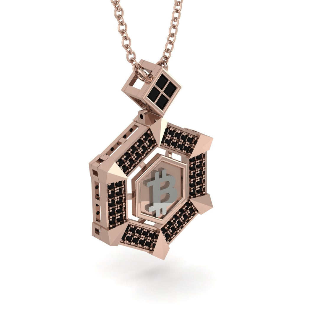 Hexagon Black Diamond Bitcoin Pendant - Jeremiah No. 26