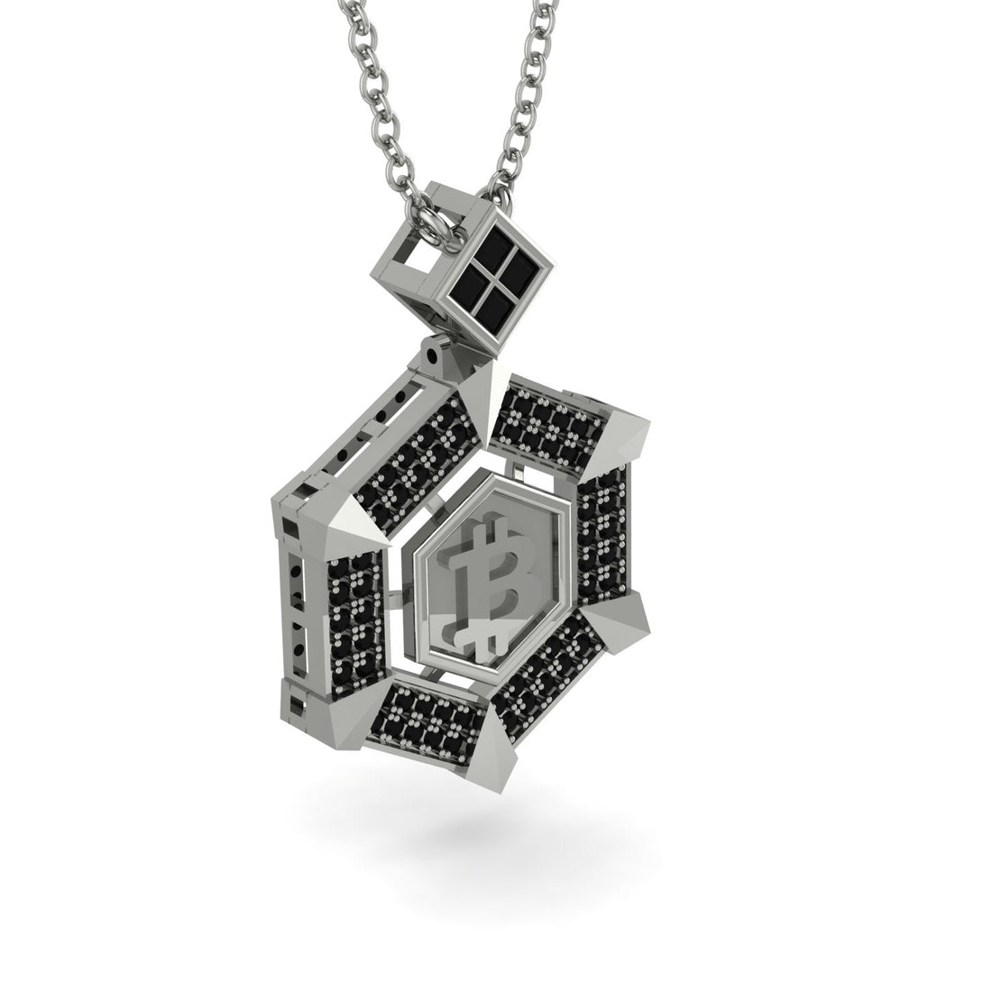 Hexagon Black Diamond Bitcoin Pendant - Jeremiah No. 27