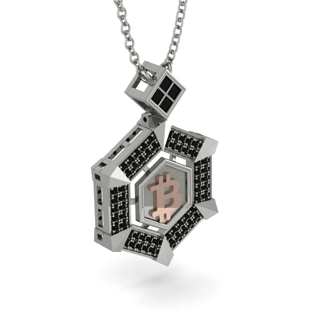 Hexagon Black Diamond Bitcoin Pendant - Jeremiah No. 24