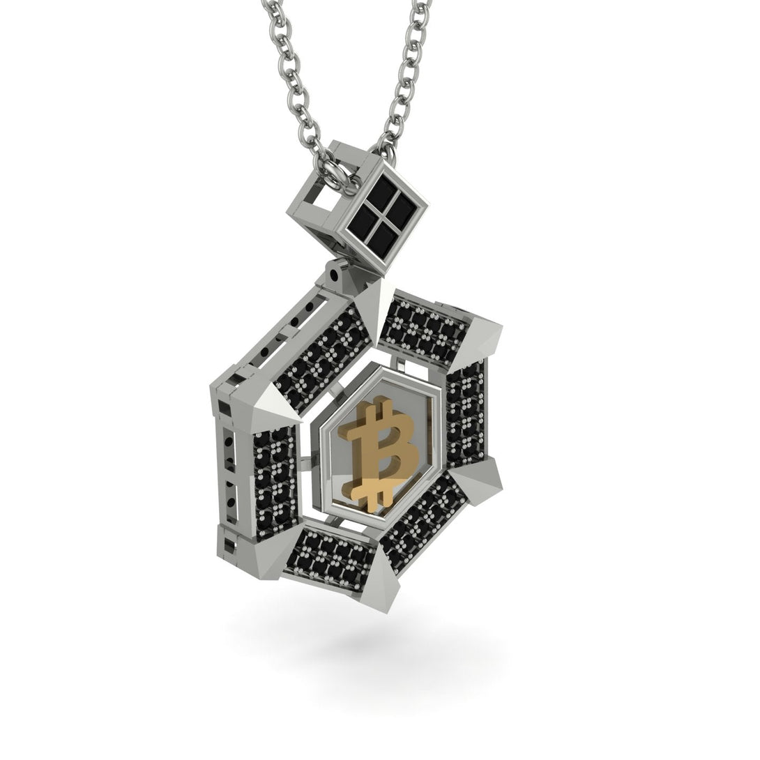 Hexagon Black Diamond Bitcoin Pendant - Jeremiah No. 21
