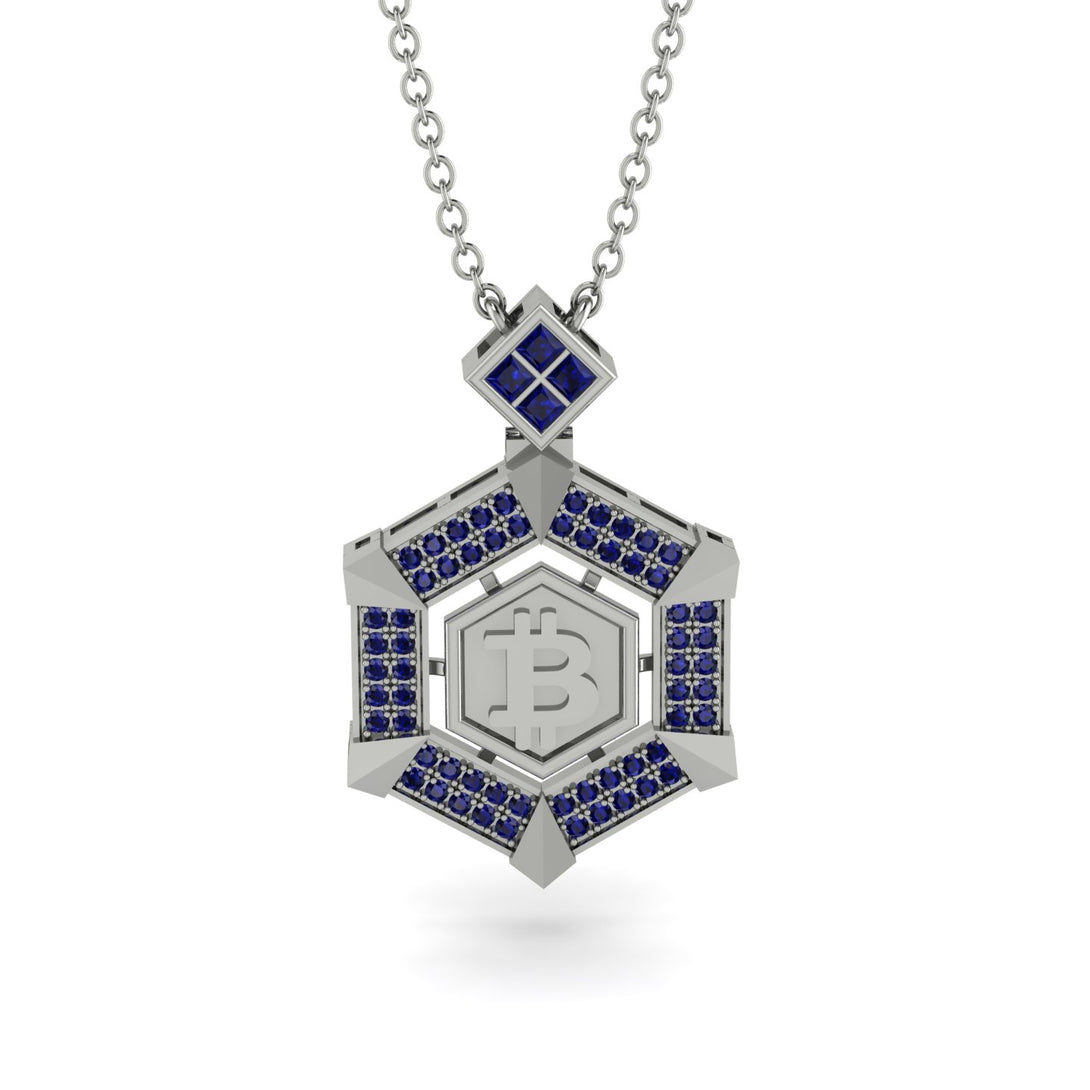 Hexagon Sapphire Bitcoin Pendant - Jeremiah No. 45