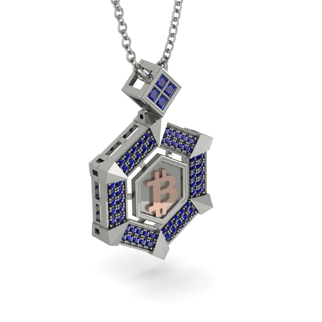 Hexagon Sapphire Bitcoin Pendant - Jeremiah No. 42