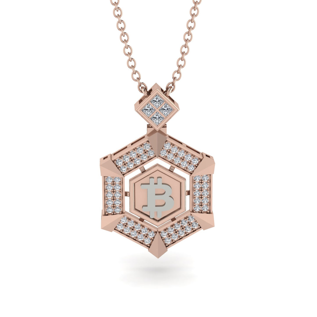 Hexagon Diamond Bitcoin Pendant - Jeremiah No. 8