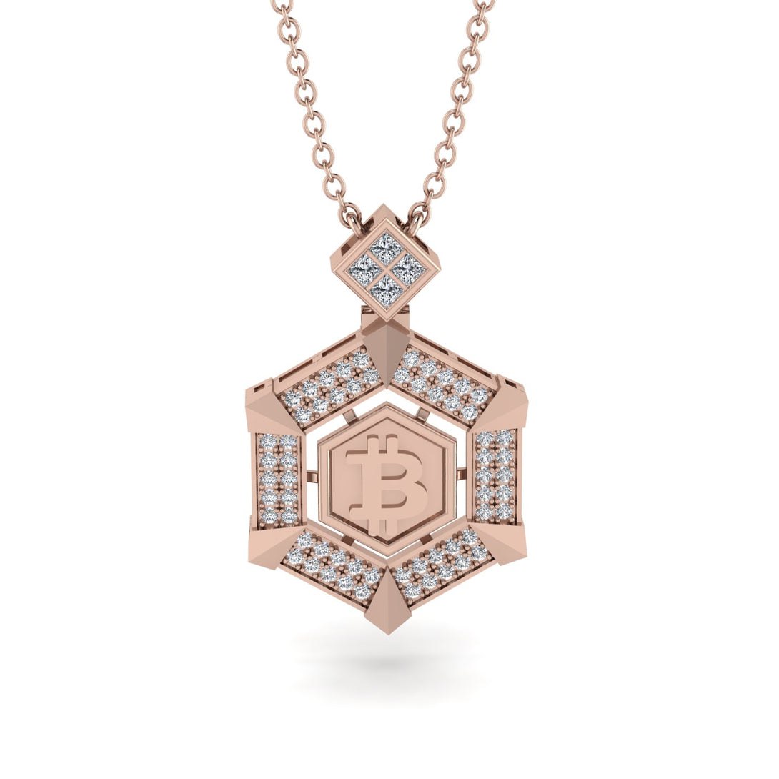 Hexagon Diamond Bitcoin Pendant - Jeremiah No. 5