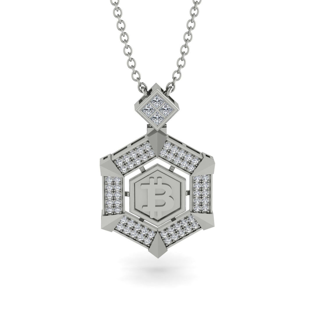 Hexagon Diamond Bitcoin Pendant - Jeremiah No. 9