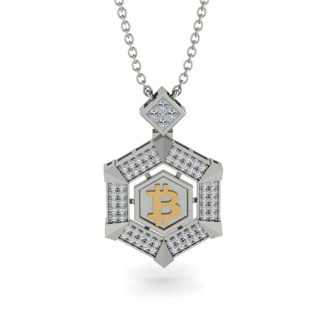 Hexagon Diamond Bitcoin Pendant - Jeremiah No. 3