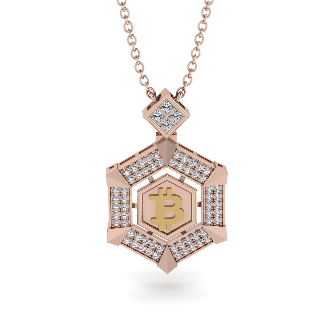 Hexagon Diamond Bitcoin Pendant - Jeremiah No. 2