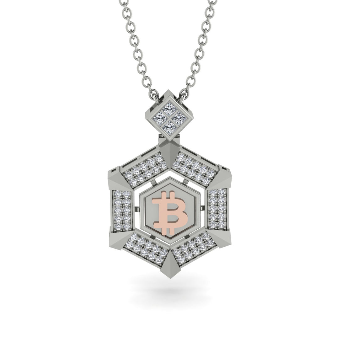 Hexagon Diamond Bitcoin Pendant - Jeremiah No. 6