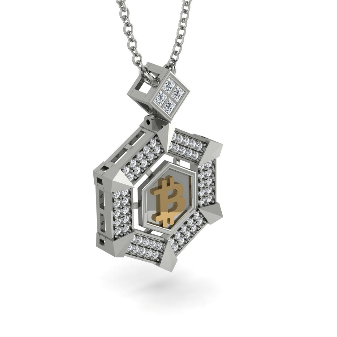 Hexagon Diamond Bitcoin Pendant - Jeremiah No. 3