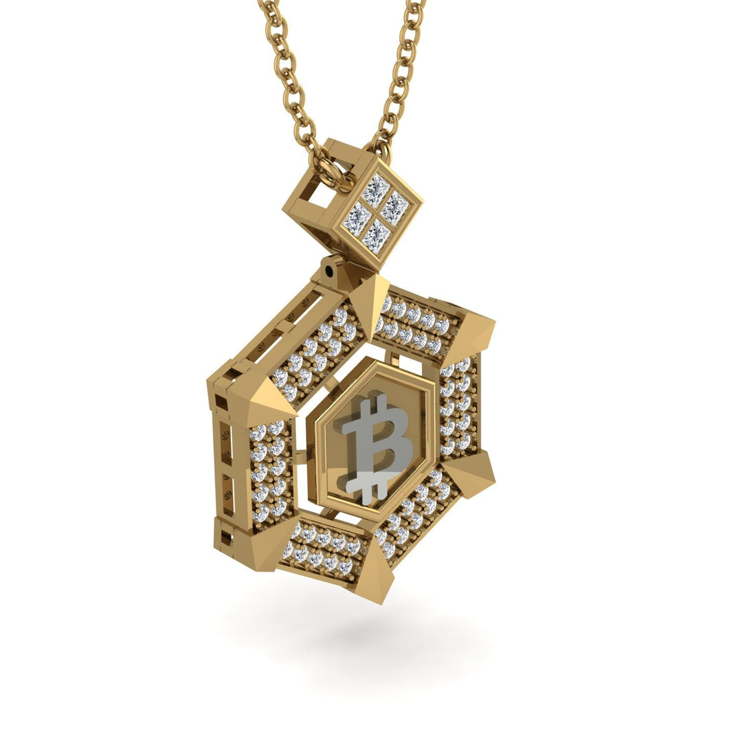 Hexagon Diamond Bitcoin Pendant - Jeremiah No. 7