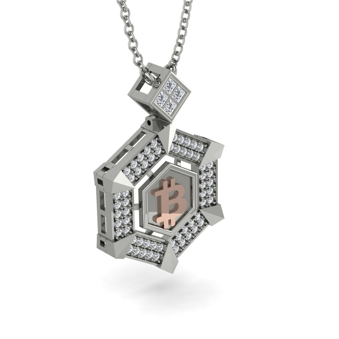 Hexagon Diamond Bitcoin Pendant - Jeremiah No. 6