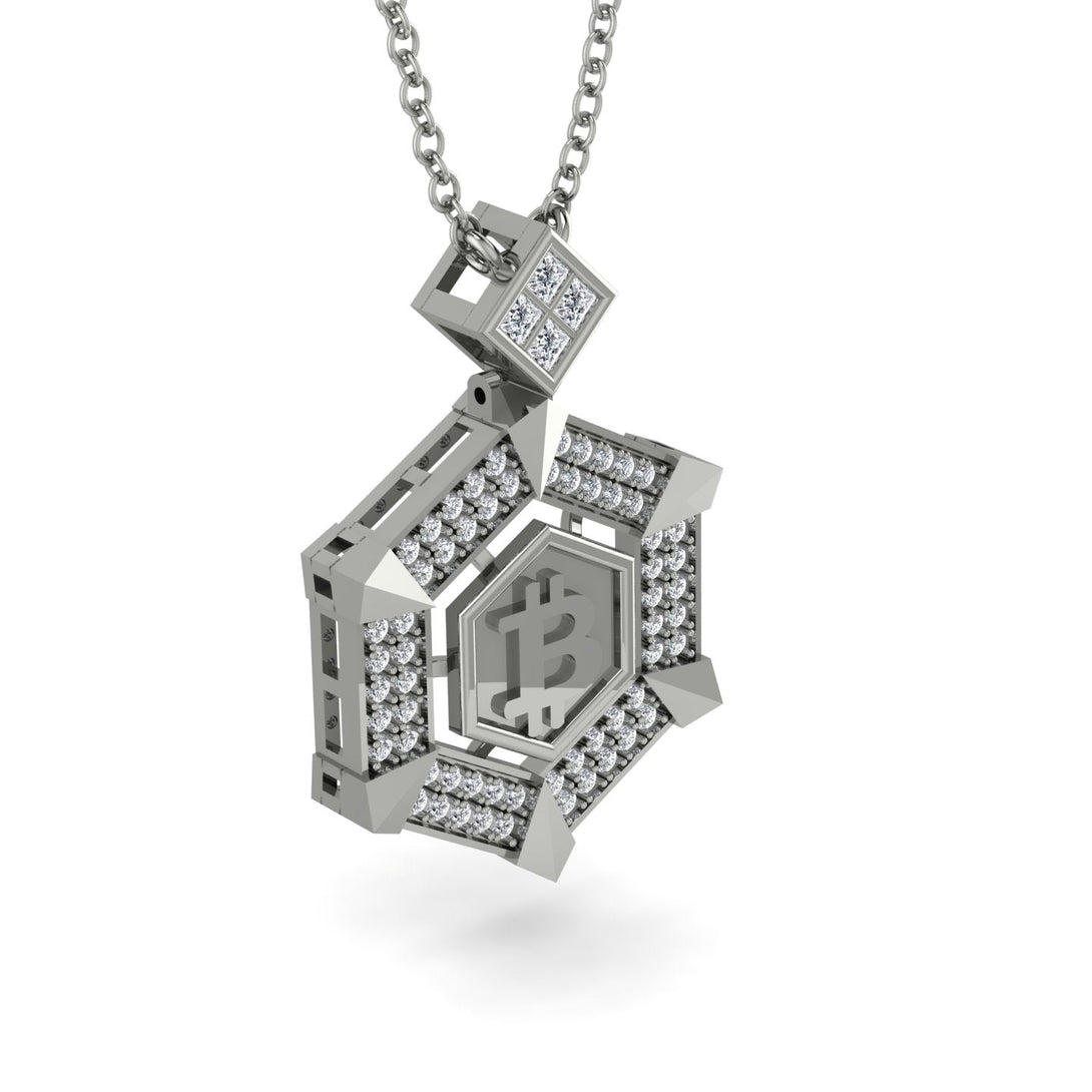 Hexagon Diamond Bitcoin Pendant - Jeremiah No. 9