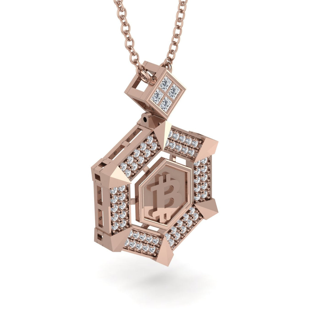 Hexagon Diamond Bitcoin Pendant - Jeremiah No. 5