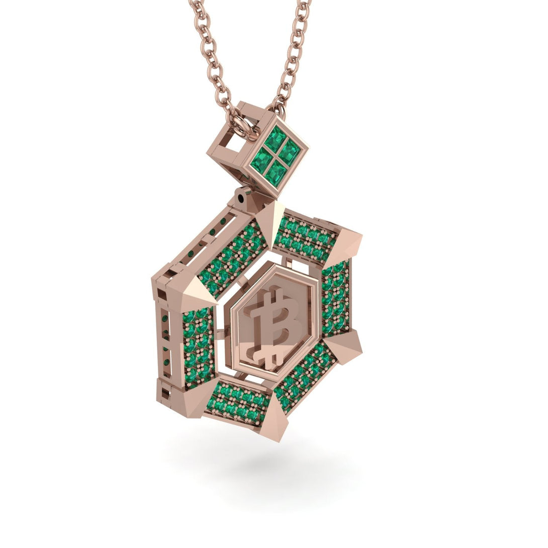 Hexagon Emerald Bitcoin Pendant - Jeremiah No. 14