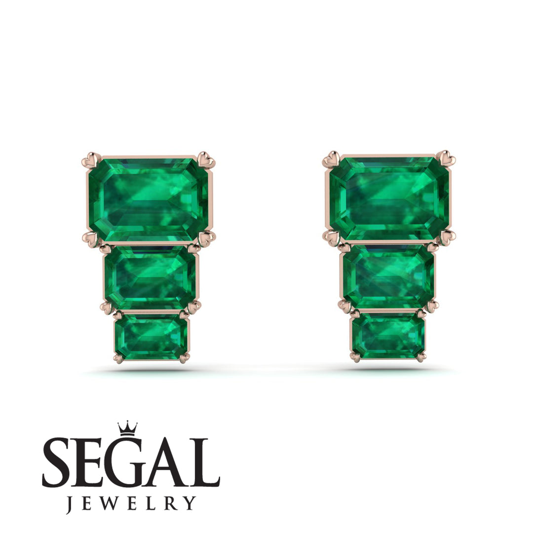 Hidden Diamonds Emerald Emerald Earrings - Briella No. 5