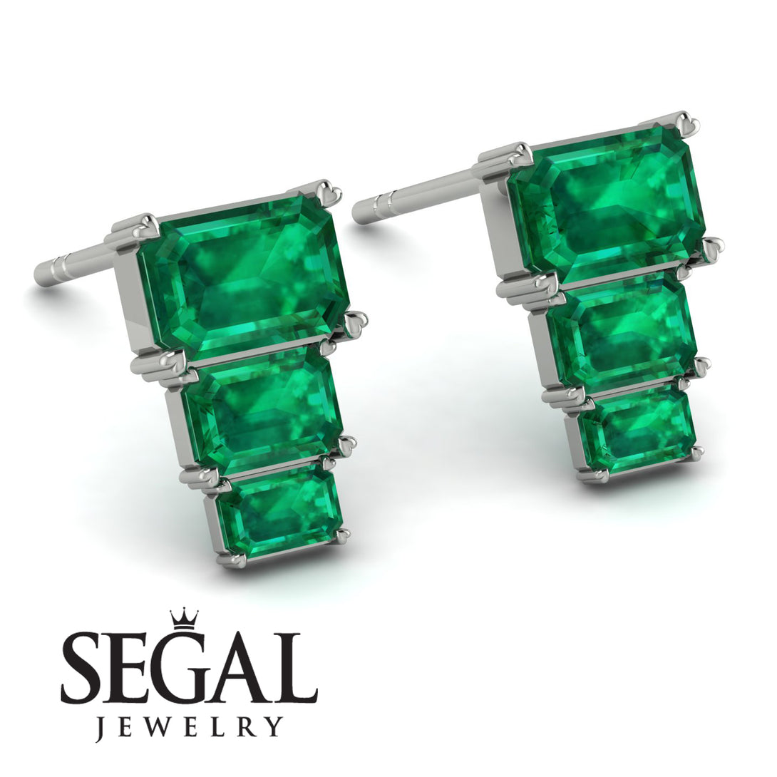 Hidden Diamonds Emerald Emerald Earrings - Briella No. 6