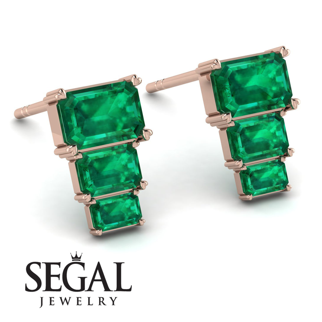 Hidden Diamonds Emerald Emerald Earrings - Briella No. 5
