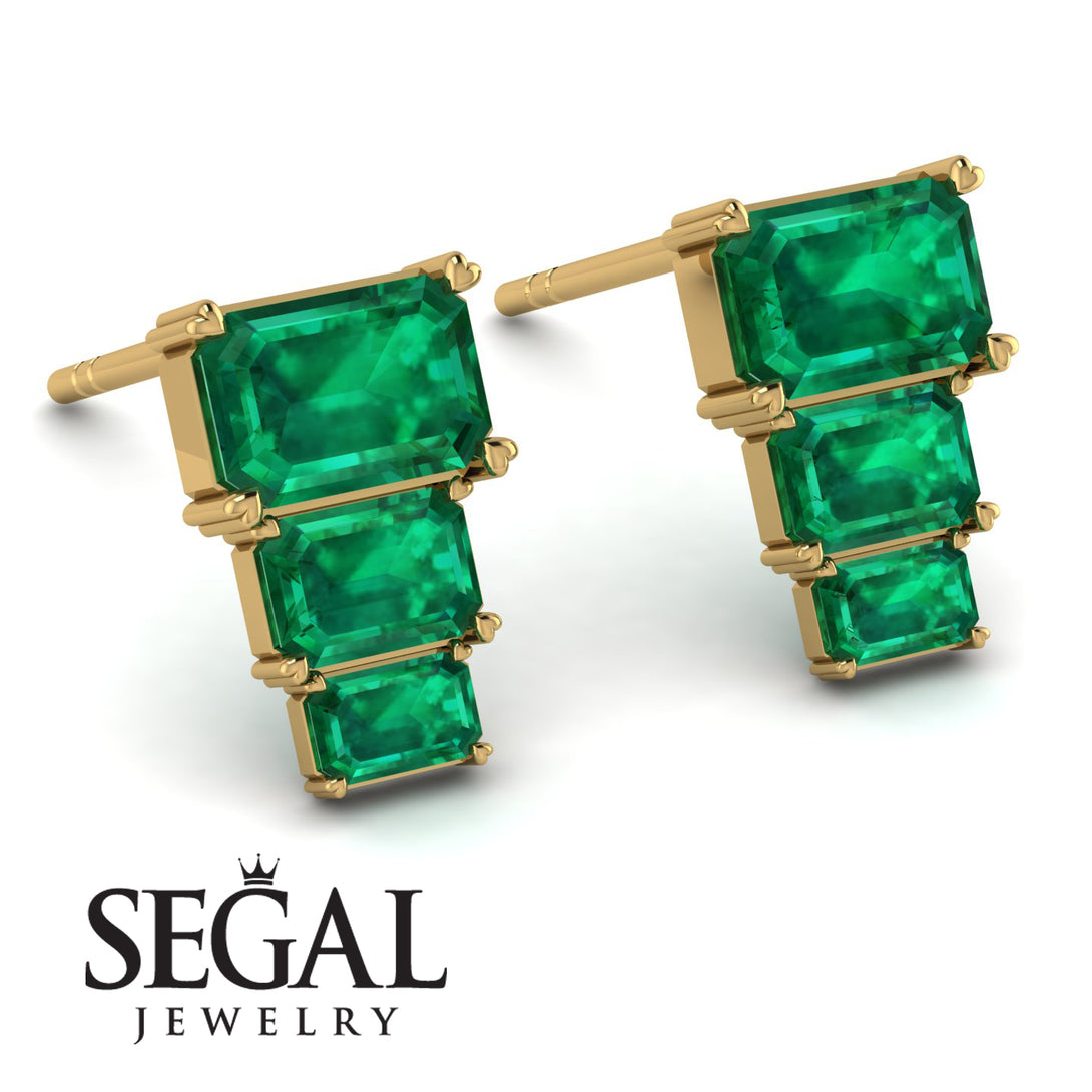 Hidden Diamonds Emerald Emerald Earrings - Briella No. 4