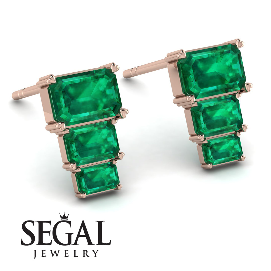 Hidden Diamonds Emerald Emerald Earrings - Briella No. 5