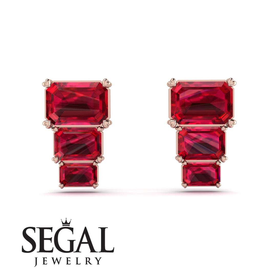 Hidden Diamonds Emerald Ruby Earrings - Briella No. 11