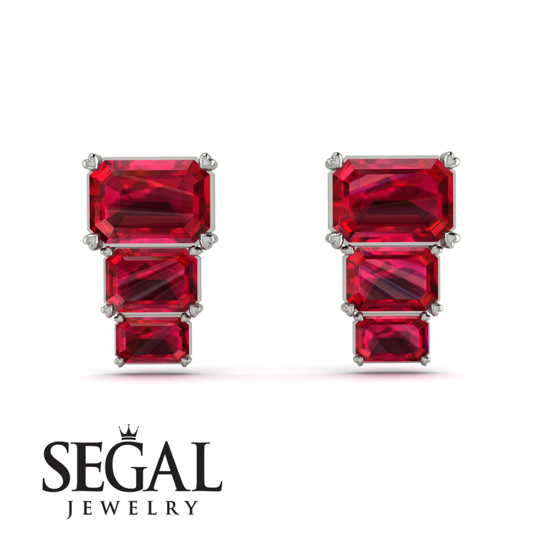 Hidden Diamonds Emerald Ruby Earrings - Briella No. 12