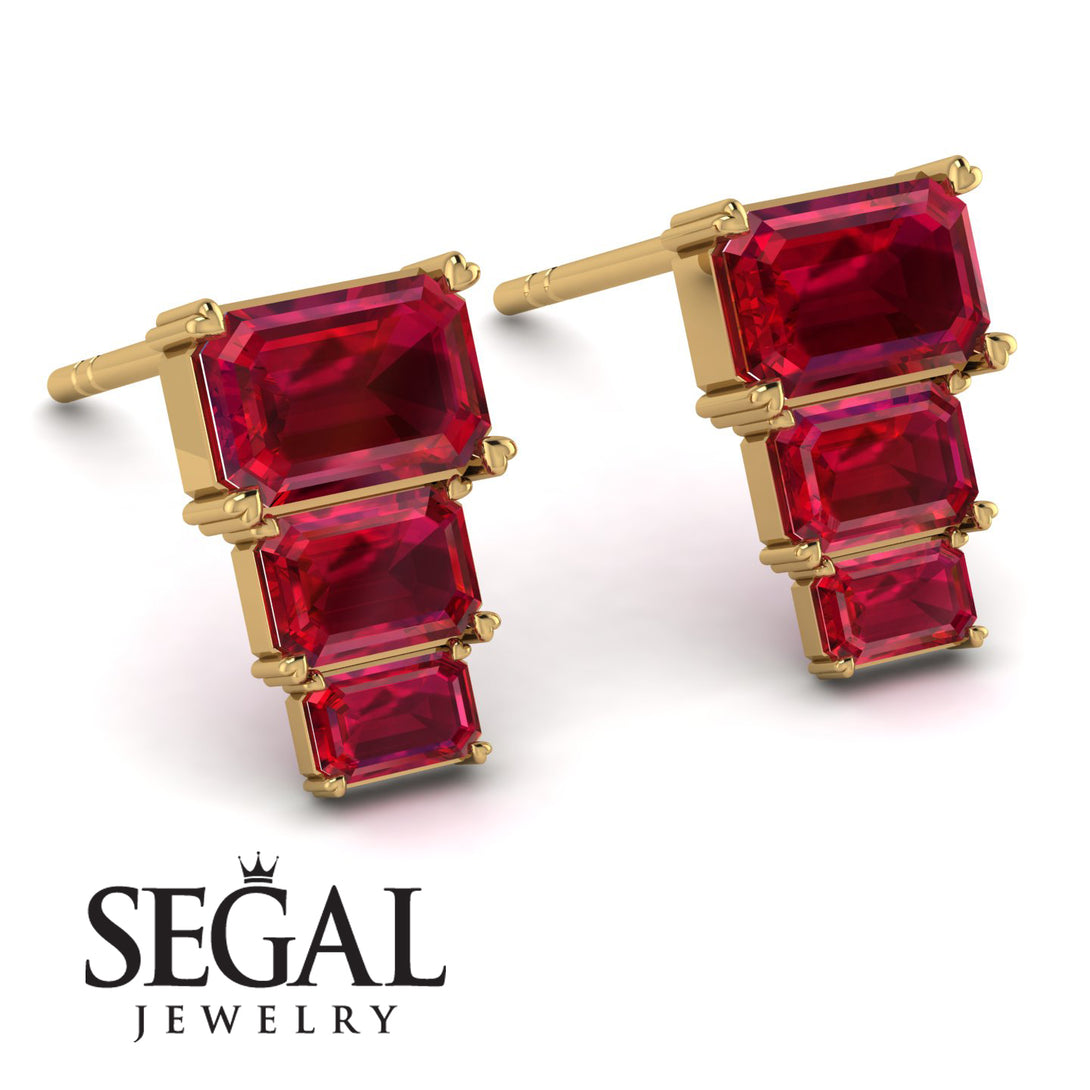Hidden Diamonds Emerald Ruby Earrings - Briella No. 10