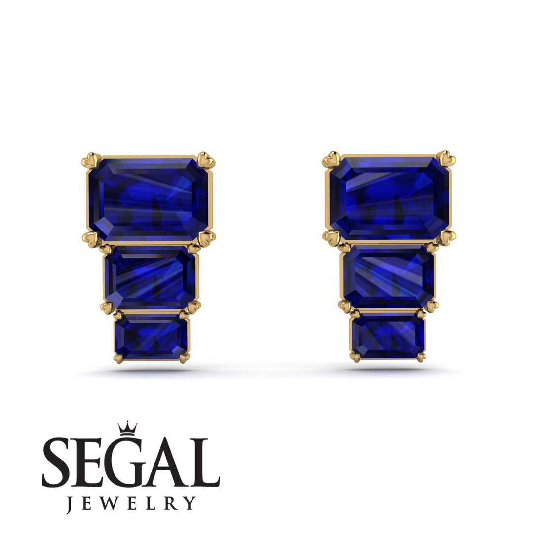 Hidden Diamonds Emerald Sapphire Earrings - Briella No. 13