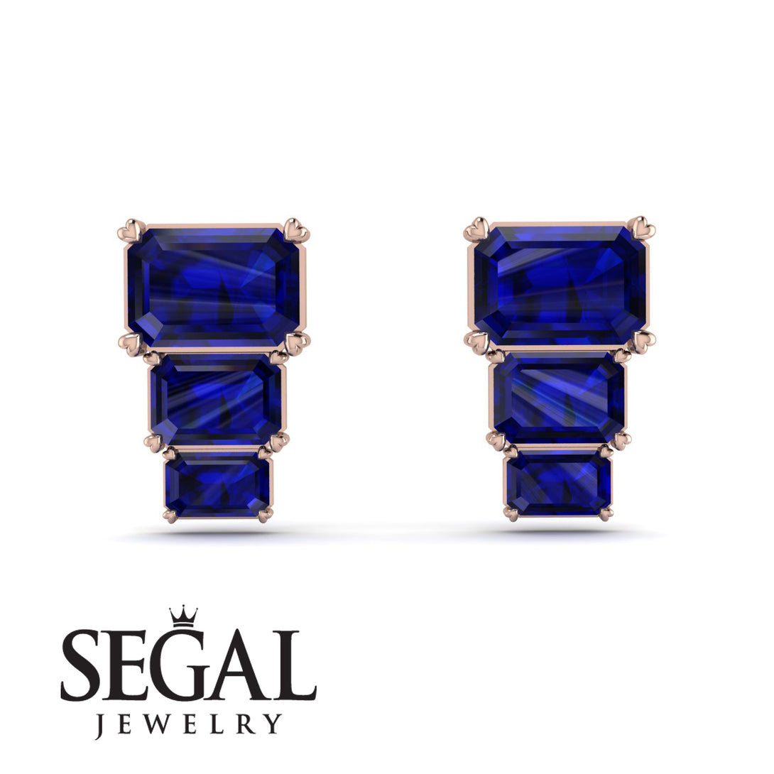 Hidden Diamonds Emerald Sapphire Earrings - Briella No. 14
