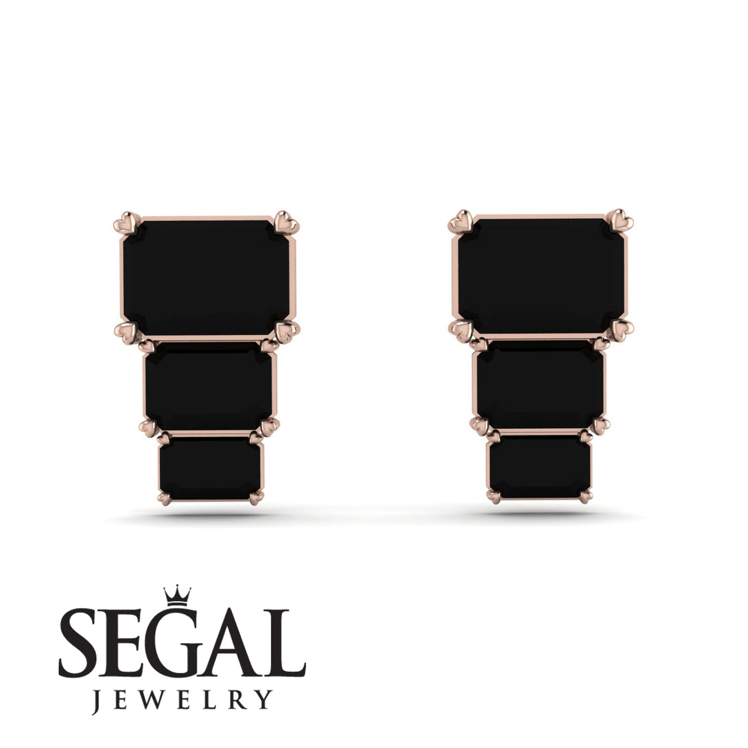 Hidden Diamonds Emerald Black Diamond Earrings - Briella No. 8