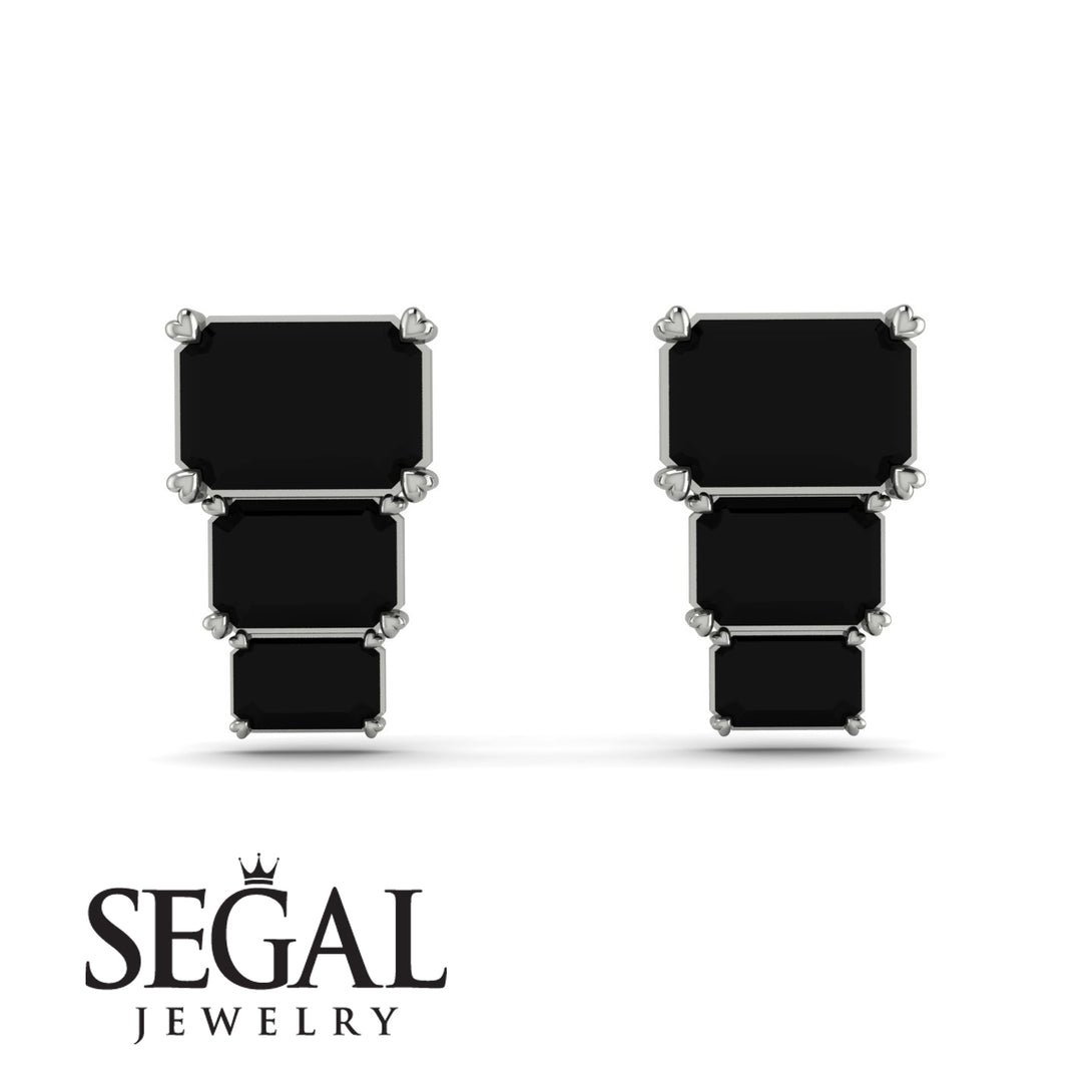 Hidden Diamonds Emerald Black Diamond Earrings - Briella No. 9