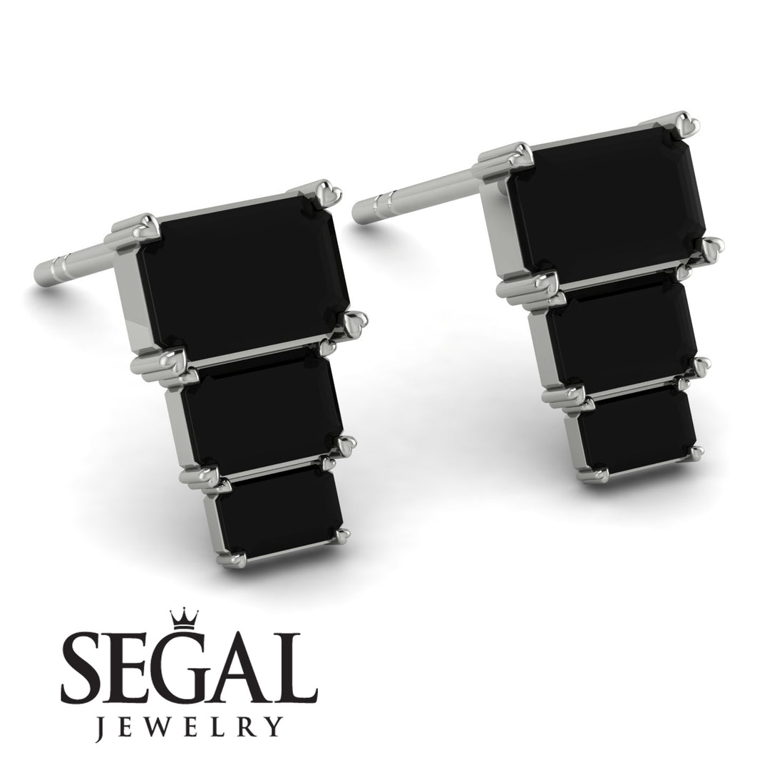 Hidden Diamonds Emerald Black Diamond Earrings - Briella No. 9