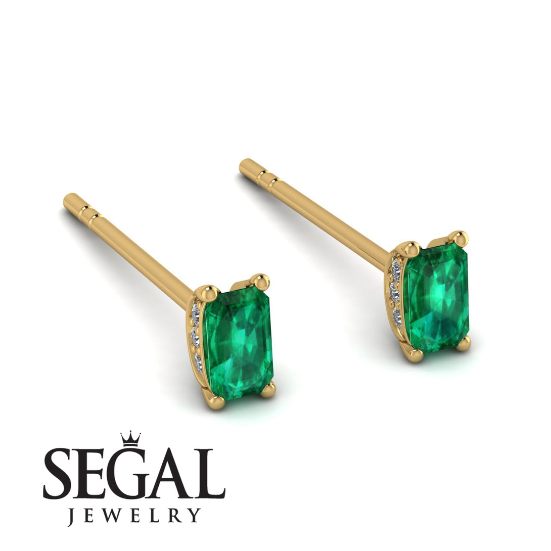Hidden Diamonds Emerald Cut Emerald Earrings - Angel No. 4
