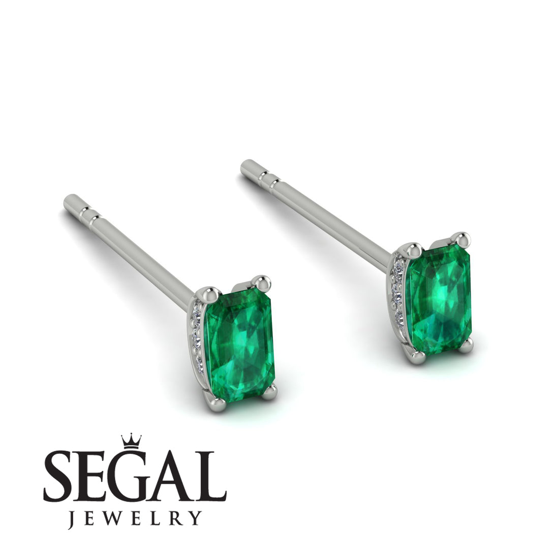 Hidden Diamonds Emerald Cut Emerald Earrings - Angel No. 6