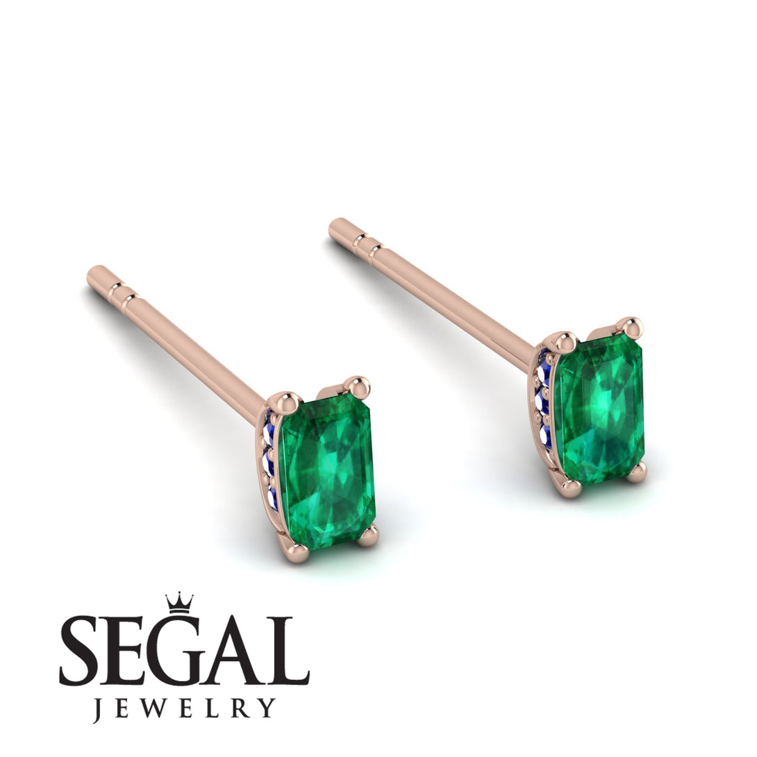 Hidden Diamonds Emerald Cut Emerald Earrings - Angel No. 65