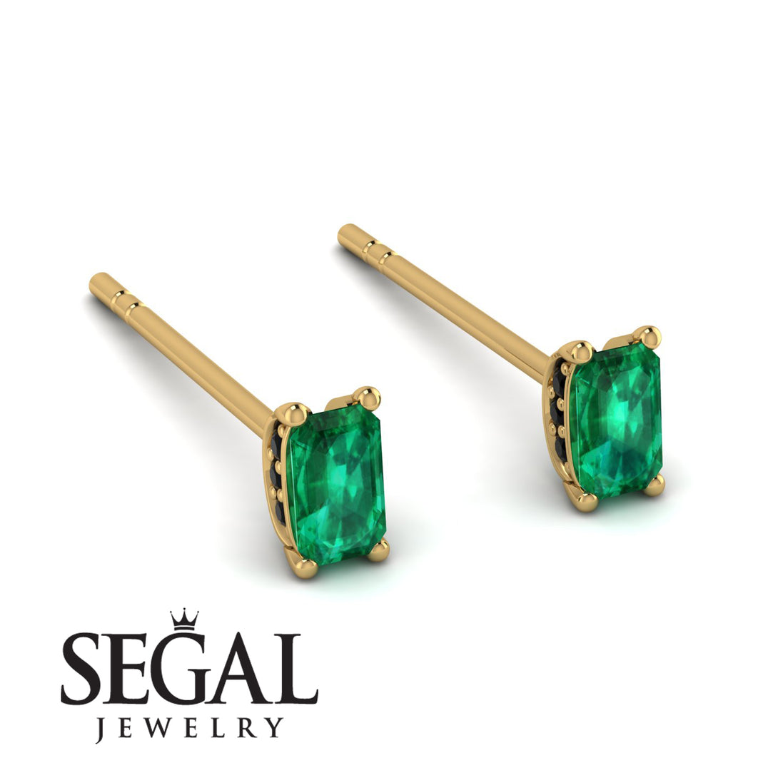 Hidden Diamonds Emerald Cut Emerald Earrings - Angel No. 34