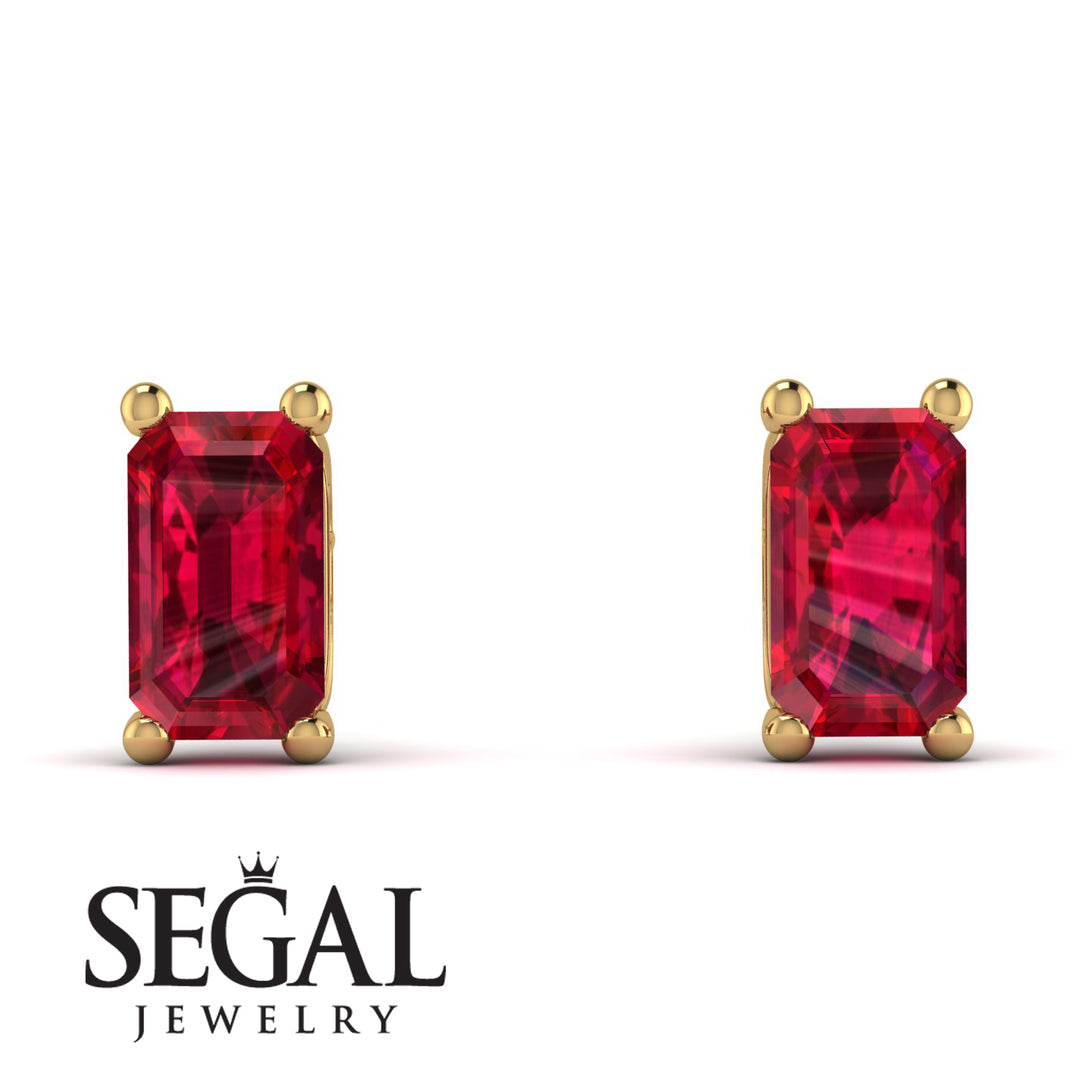 Hidden Diamonds Emerald Cut Ruby Earrings - Angel No. 10
