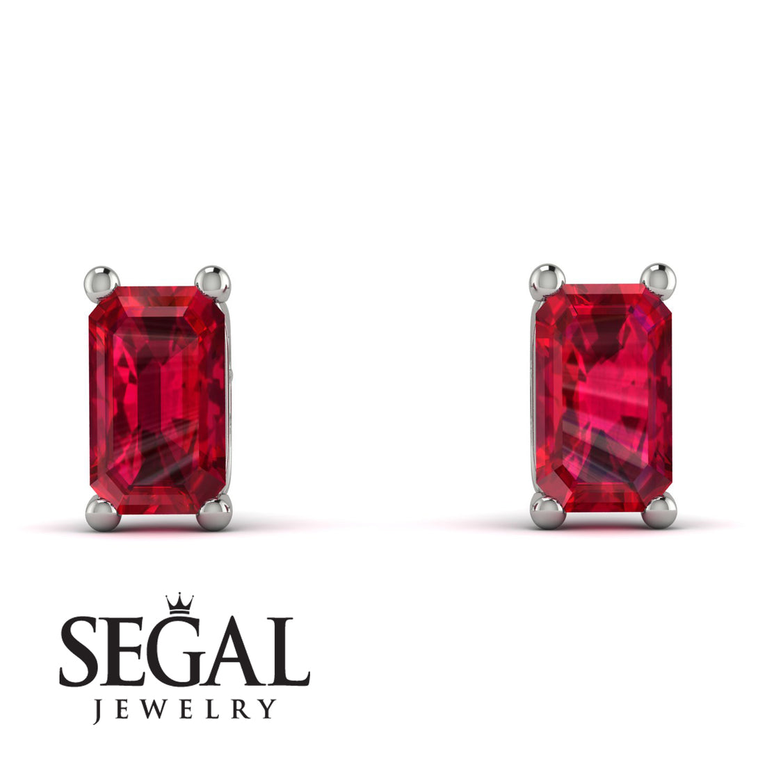 Hidden Diamonds Emerald Cut Ruby Earrings - Angel No. 72