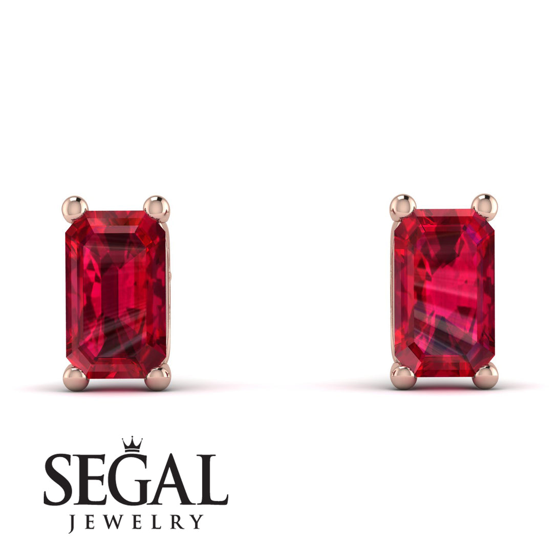 Hidden Diamonds Emerald Cut Ruby Earrings - Angel No. 41