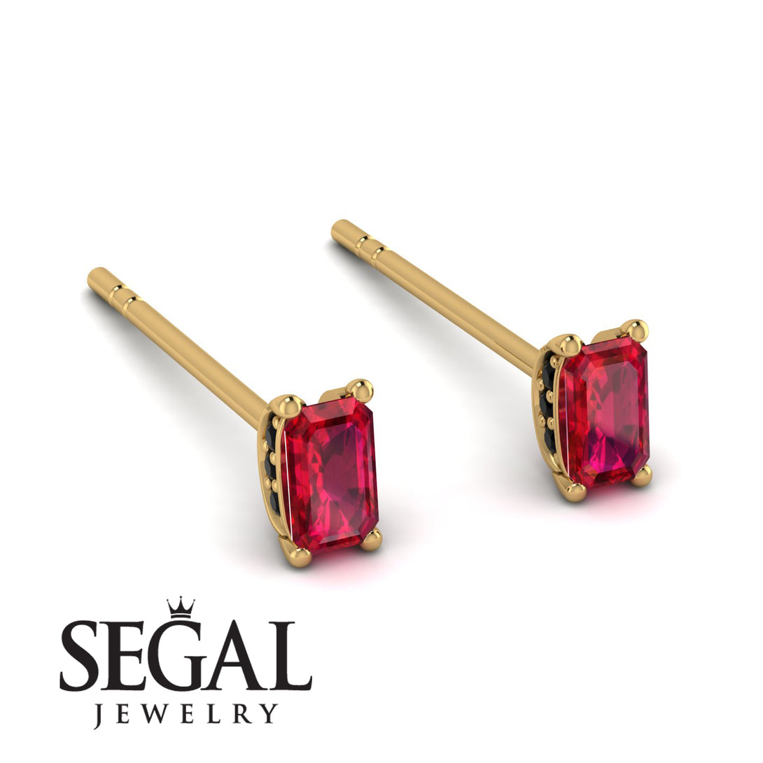 Hidden Diamonds Emerald Cut Ruby Earrings - Angel No. 40