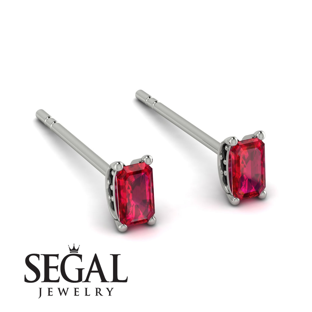 Hidden Diamonds Emerald Cut Ruby Earrings - Angel No. 42