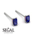 Hidden Diamonds Emerald Cut Sapphire Earrings - Angel No. 60
