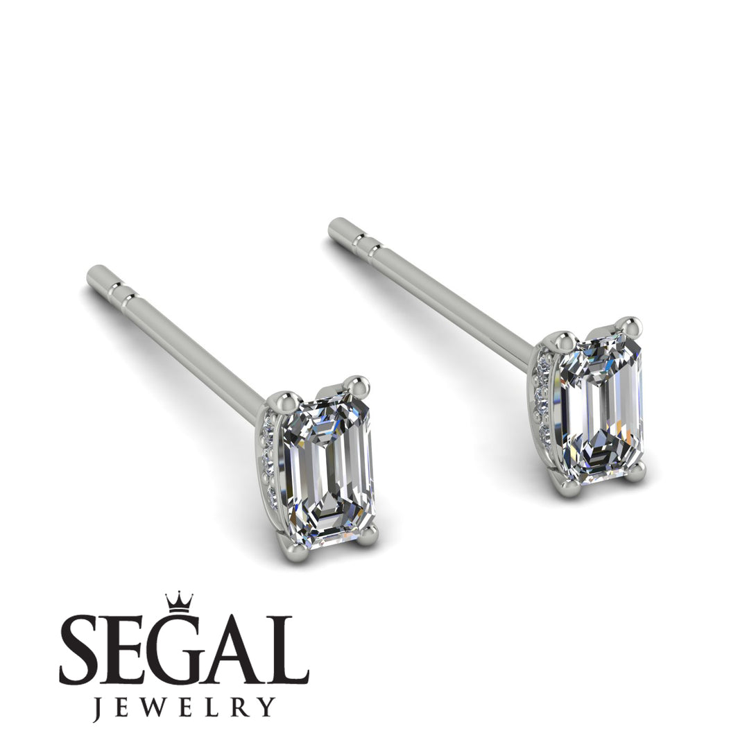 Hidden Diamonds Emerald Cut Diamond Earrings - Angel No. 3