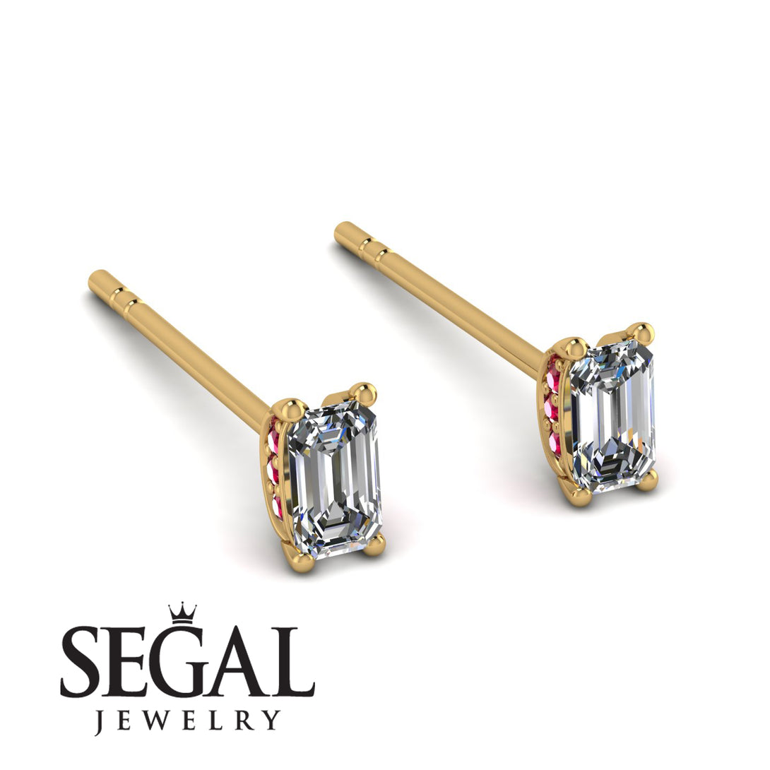 Hidden Diamonds Emerald Cut Diamond Earrings - Angel No. 46
