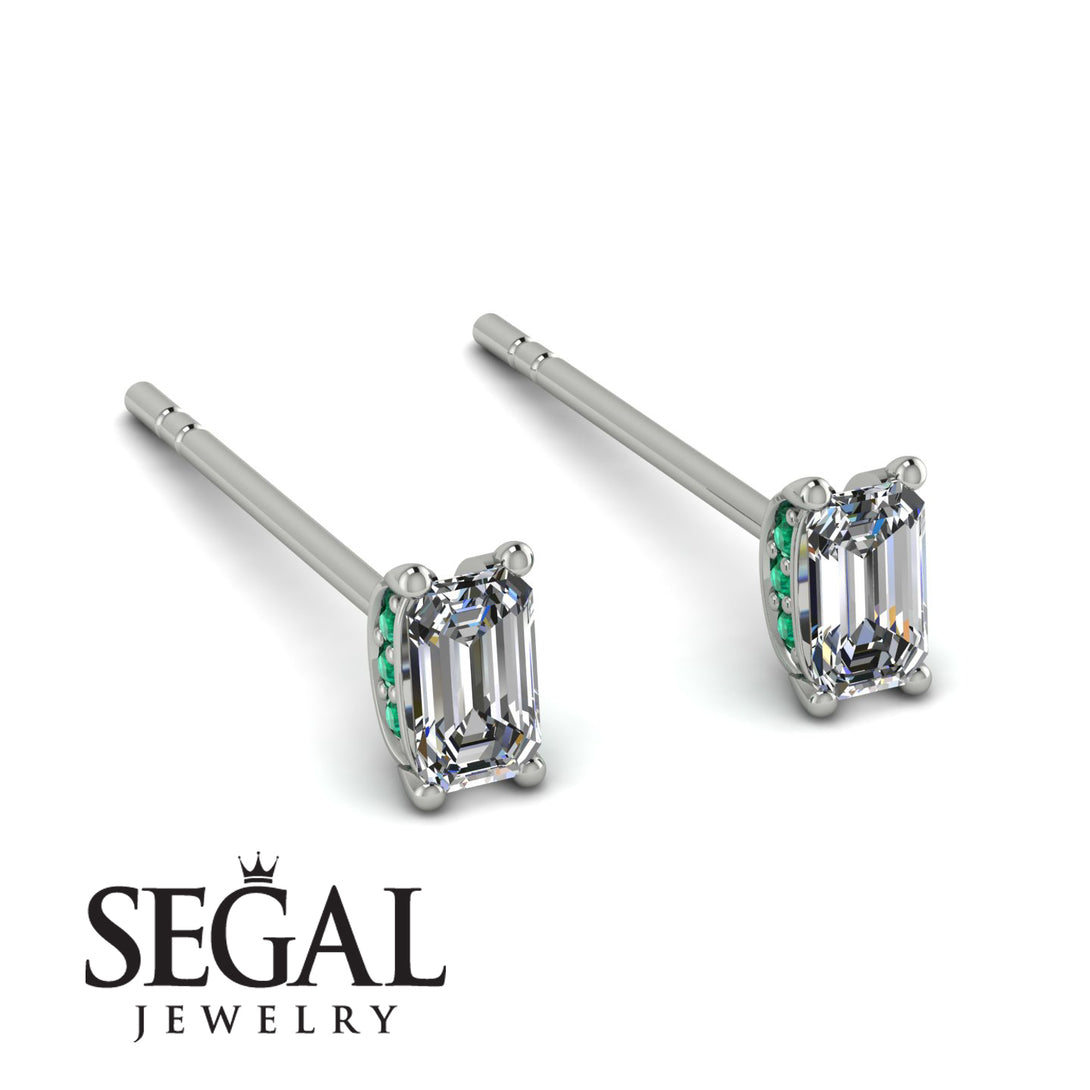 Hidden Diamonds Emerald Cut Diamond Earrings - Angel No. 18