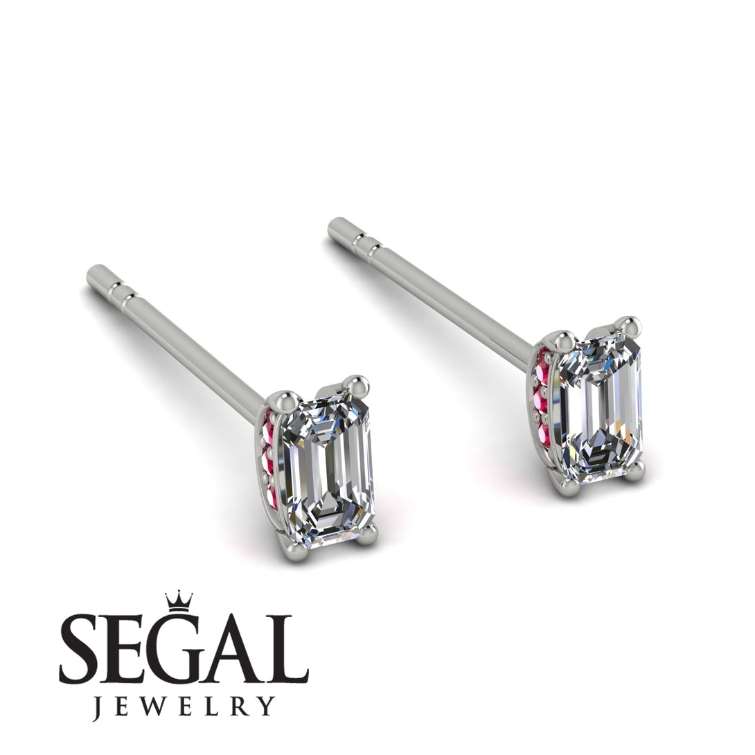 Hidden Diamonds Emerald Cut Diamond Earrings - Angel No. 48