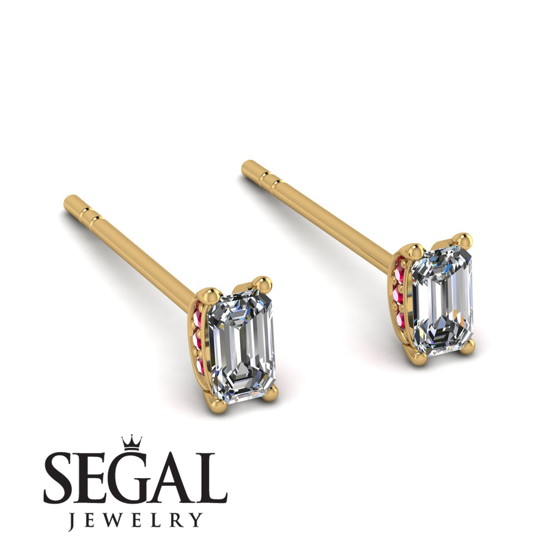 Hidden Diamonds Emerald Cut Diamond Earrings - Angel No. 46