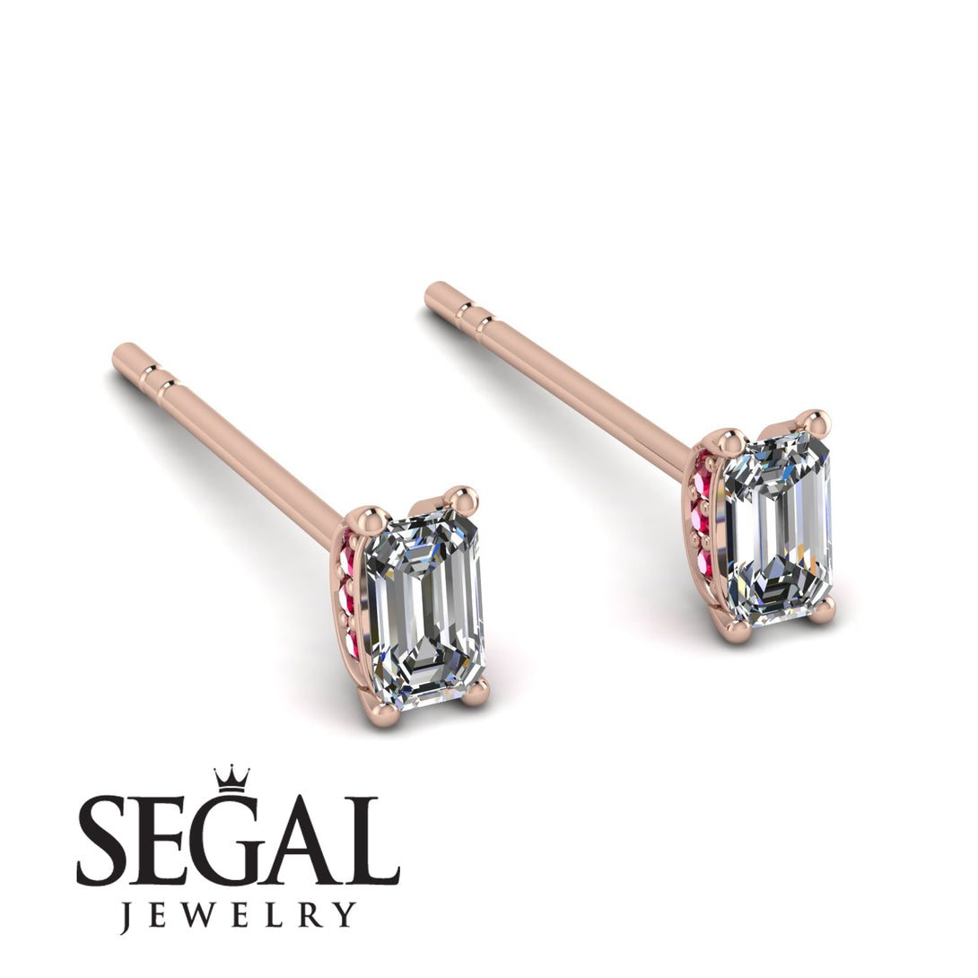 Hidden Diamonds Emerald Cut Diamond Earrings - Angel No. 47