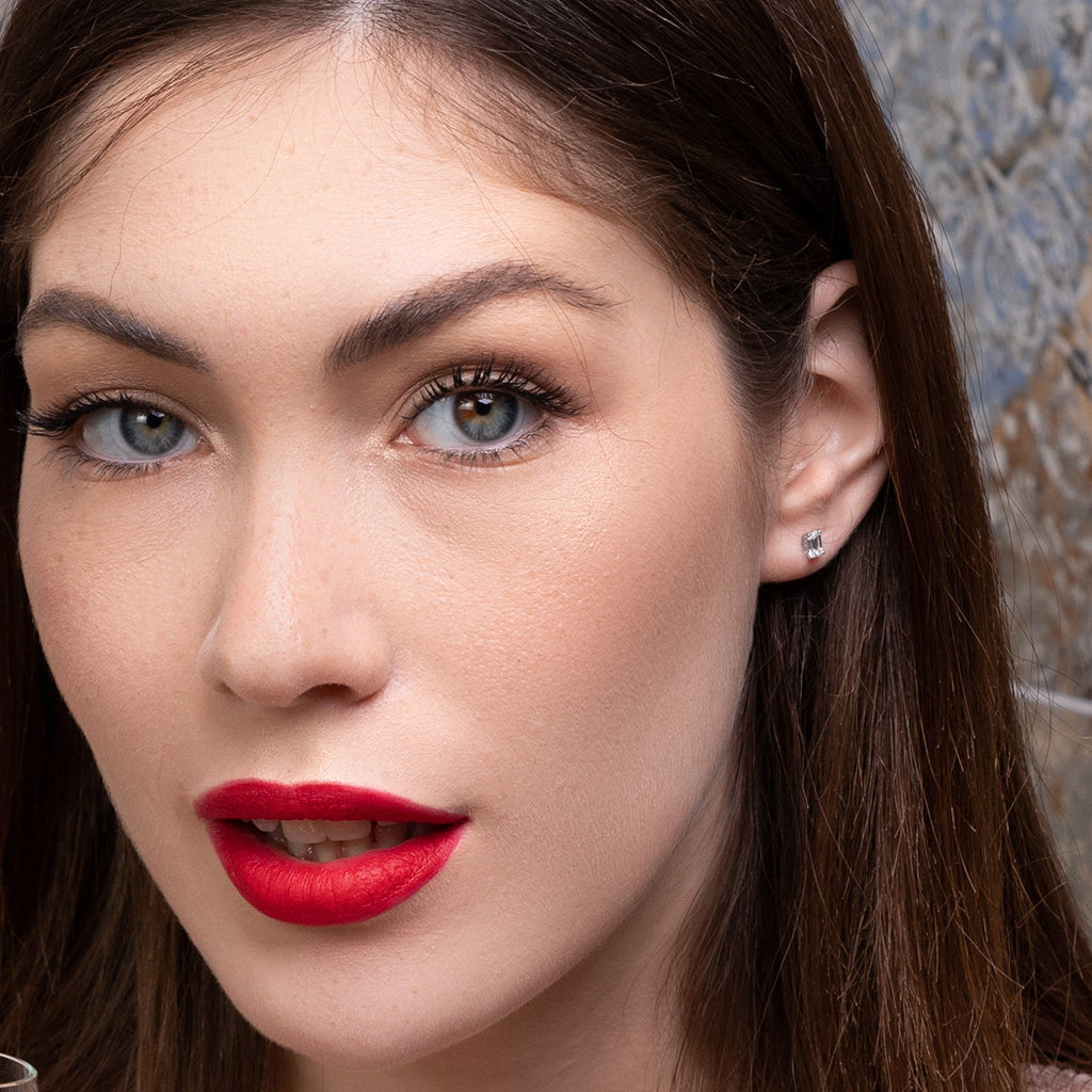Hidden Diamonds Emerald Cut Sapphire Earrings - Angel No. 75